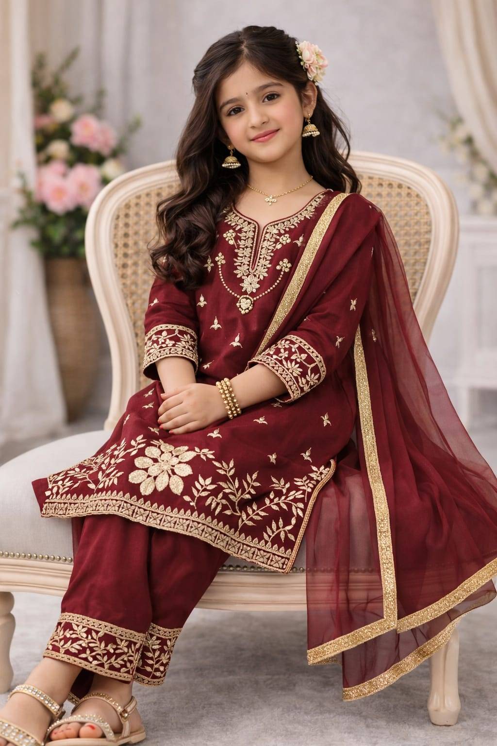  Trending New Ramzan Eid Special Silk Red Affordable kids wear in Delhi